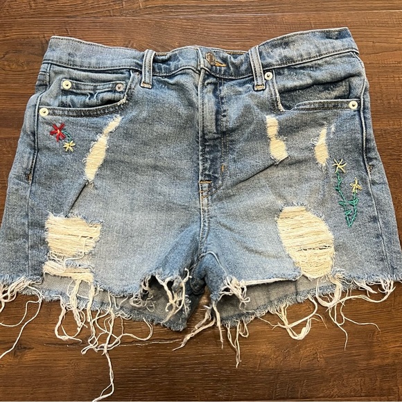 GAP Pants - GAP Distressed Cut Off Embroidered Dreamer Denim Jean Shorts